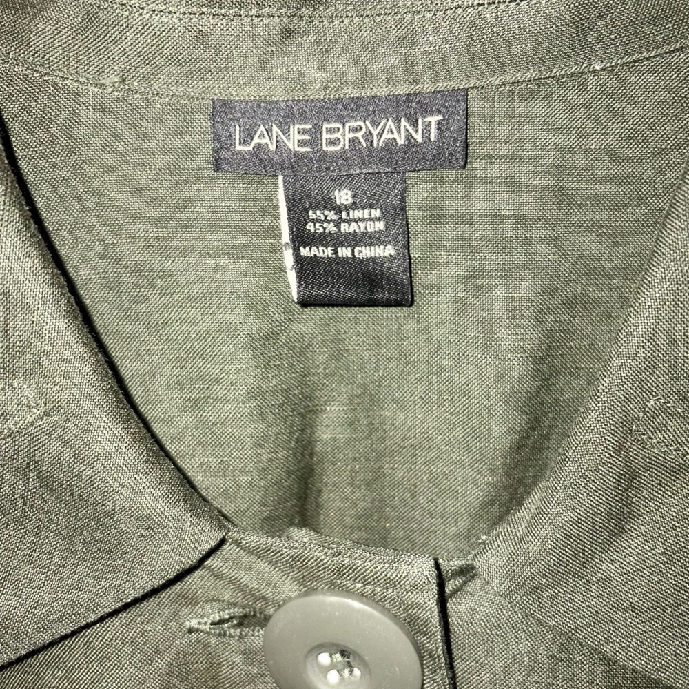Lane Bryant Dark Green Button-Up Blouse‎ - Picture 3 of 3